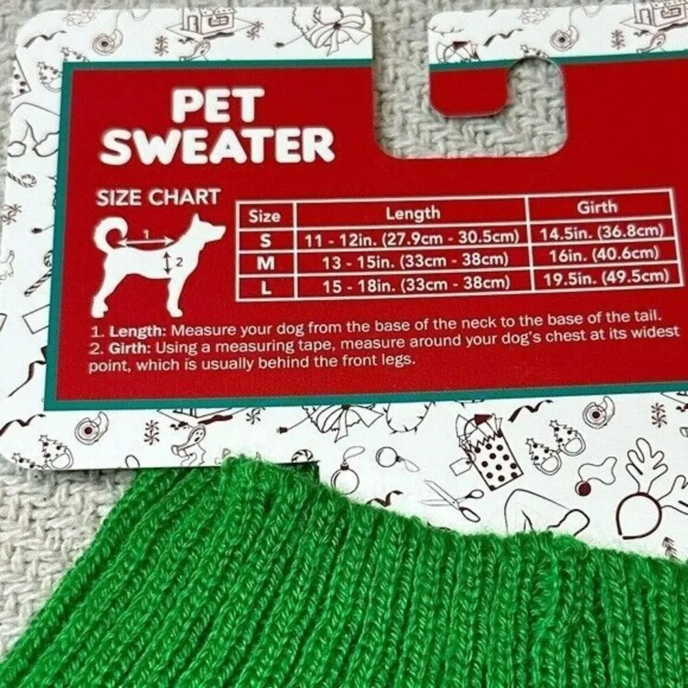 Falalala Lots of Dogs Pet Christmas Holiday Sweater NWT Size Medium Green Puppy